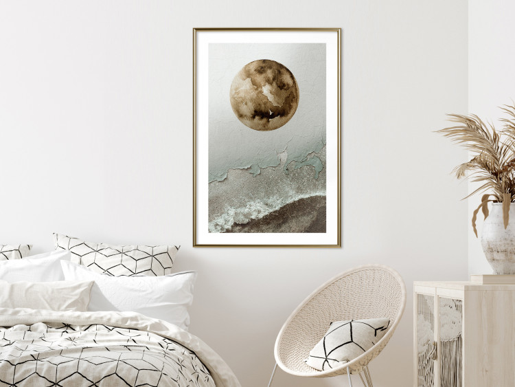 Wall Poster Green Tide - moon and sea imitation in an abstract motif 131775 additionalImage 13