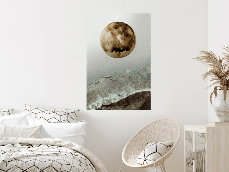 Wall Poster Green Tide - moon and sea imitation in an abstract motif 131775 additionalImage 2