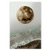 Wall Poster Green Tide - moon and sea imitation in an abstract motif 131775