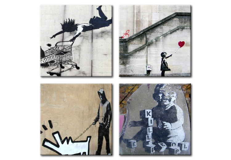 Picture on Canvas Banksy Graffiti - Street Art, Art Print, Mural, K.Poster