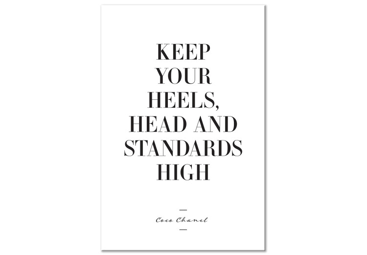 Canvas Art Print High Heels (1-piece) Vertical - black and white English quote 134175