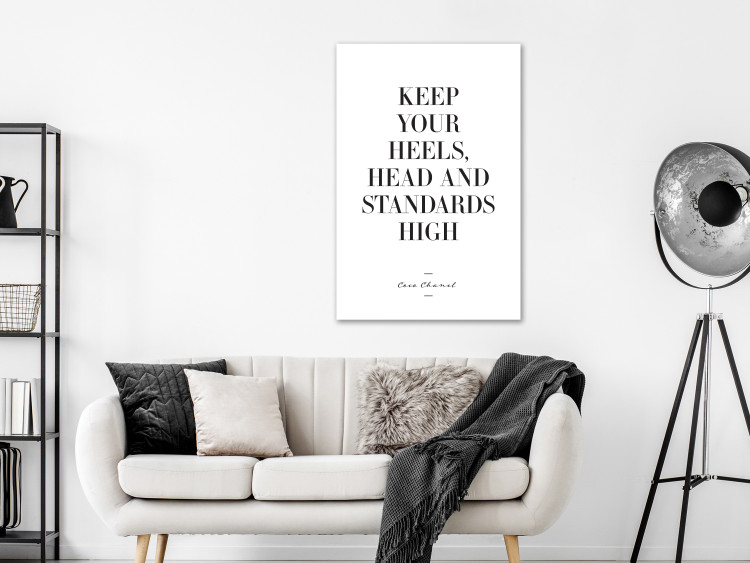 Canvas Art Print High Heels (1-piece) Vertical - black and white English quote 134175 additionalImage 3