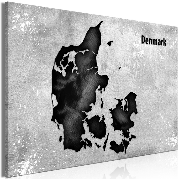 Canvas Art Print Denmark on concrete - contour map of the Nordic state 135175 additionalImage 2