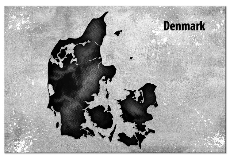 Canvas Art Print Denmark on concrete - contour map of the Nordic state 135175