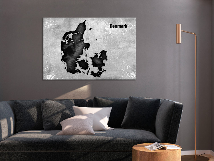 Canvas Art Print Denmark on concrete - contour map of the Nordic state 135175 additionalImage 3