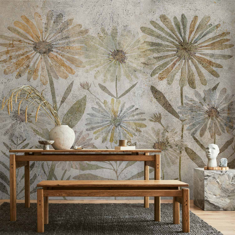 Wall Mural Flower family - floral motif with retro style flowers and texture 135775 additionalImage 4