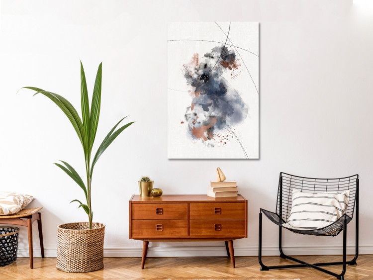 Canvas Print Artistic watercolor - abstraction in pomegranate colors, gray and bronze with irregularly crossed black lines on a white background 137675 additionalImage 3