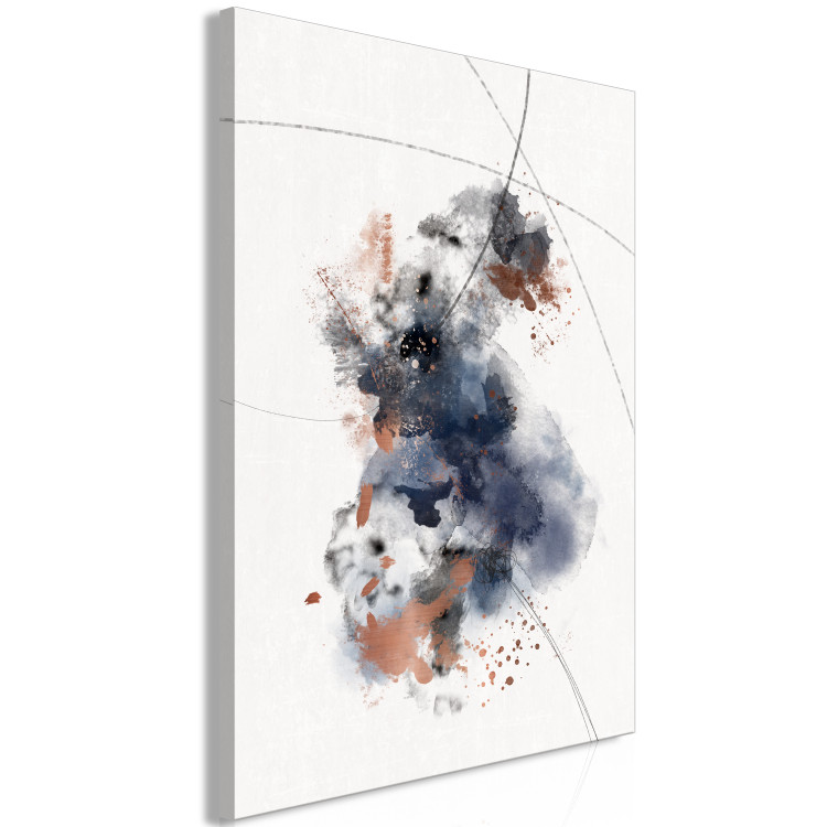 Canvas Print Artistic watercolor - abstraction in pomegranate colors, gray and bronze with irregularly crossed black lines on a white background 137675 additionalImage 2