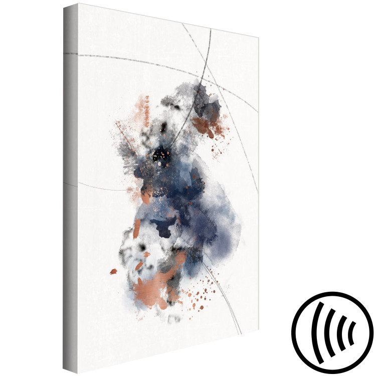Canvas Print Artistic watercolor - abstraction in pomegranate colors, gray and bronze with irregularly crossed black lines on a white background 137675 additionalImage 6