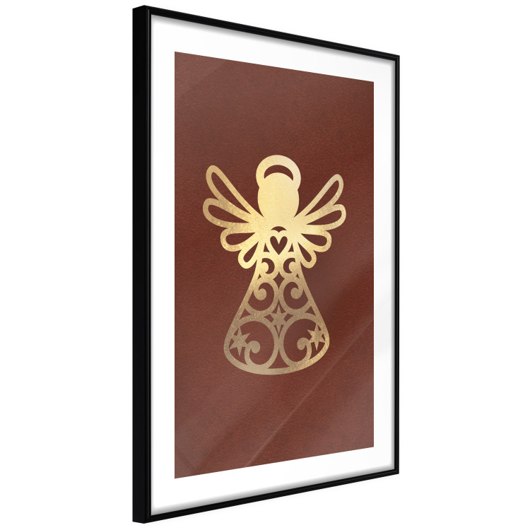 Wall Poster Angelic Gold - golden angel on a contrasting red background 137975 additionalImage 5