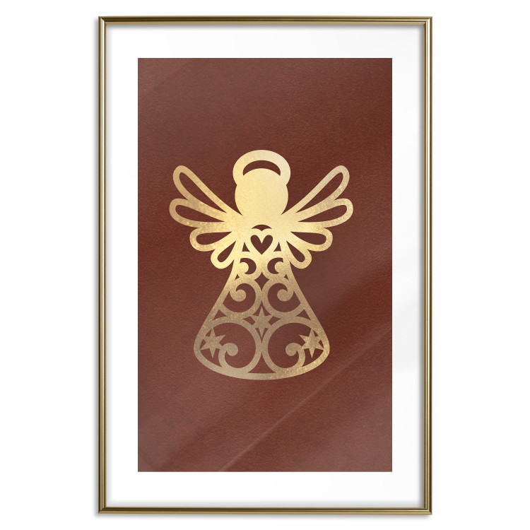 Wall Poster Angelic Gold - golden angel on a contrasting red background 137975 additionalImage 16