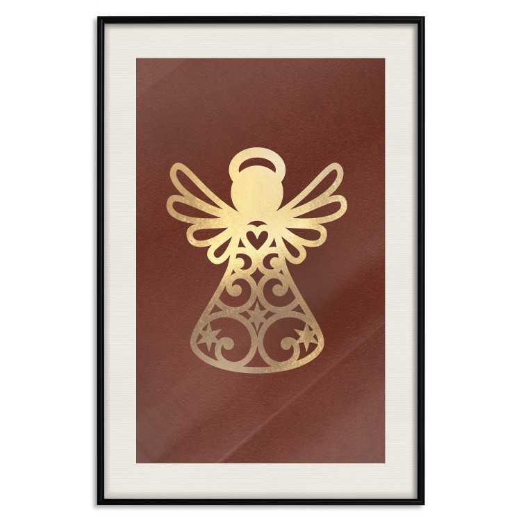 Wall Poster Angelic Gold - golden angel on a contrasting red background 137975 additionalImage 17