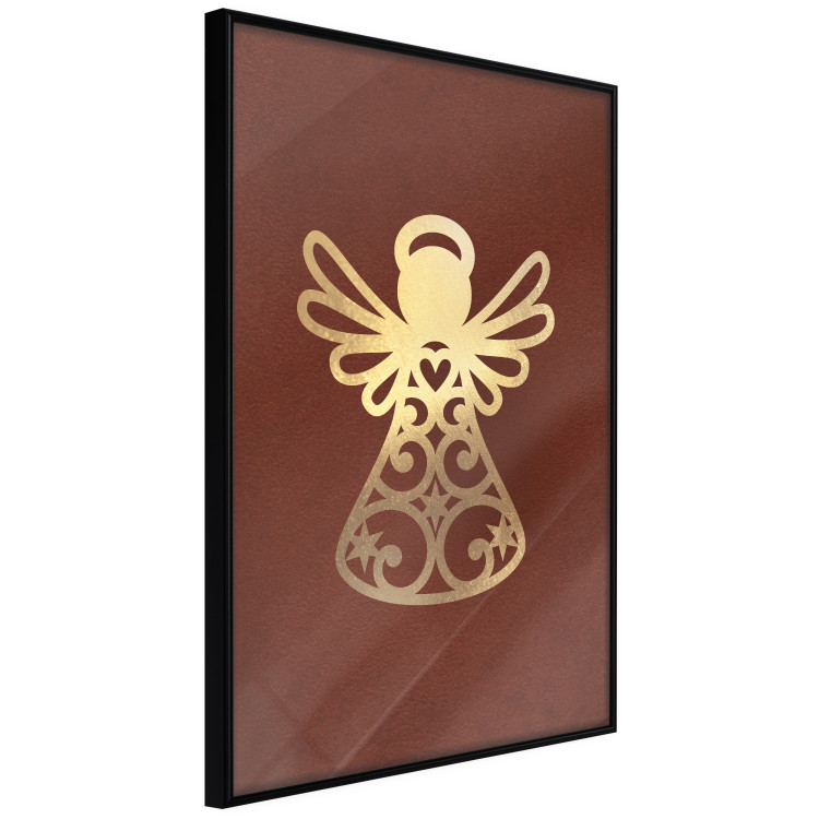 Wall Poster Angelic Gold - golden angel on a contrasting red background 137975 additionalImage 4