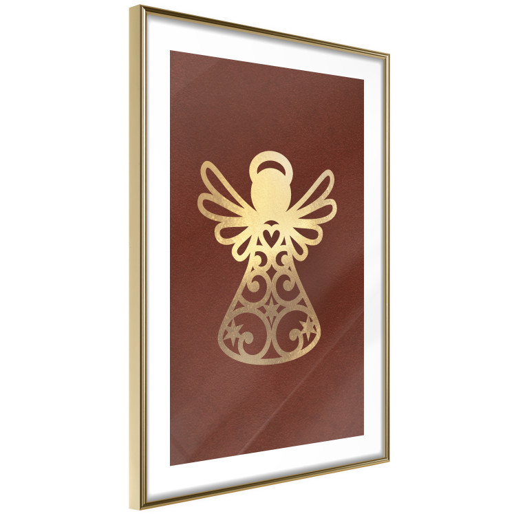 Wall Poster Angelic Gold - golden angel on a contrasting red background 137975 additionalImage 2