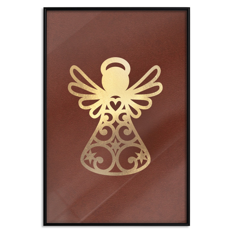 Wall Poster Angelic Gold - golden angel on a contrasting red background 137975 additionalImage 12