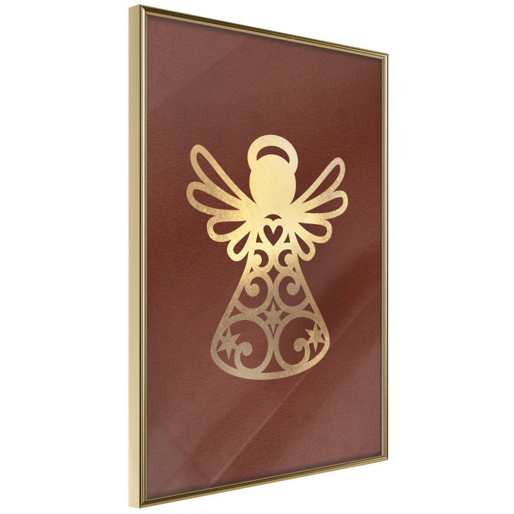 Wall Poster Angelic Gold - golden angel on a contrasting red background 137975 additionalImage 10