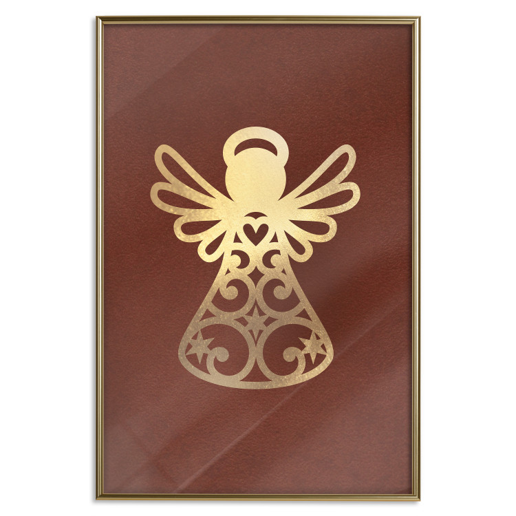 Wall Poster Angelic Gold - golden angel on a contrasting red background 137975 additionalImage 11
