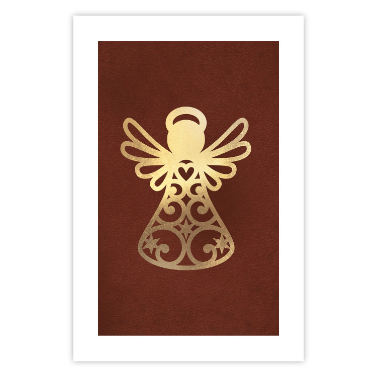 Wall Poster Angelic Gold - golden angel on a contrasting red background 137975 additionalImage 13