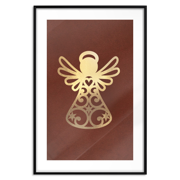 Wall Poster Angelic Gold - golden angel on a contrasting red background 137975 additionalImage 19