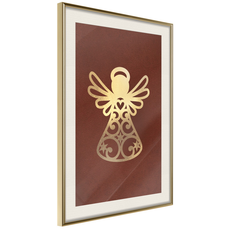 Wall Poster Angelic Gold - golden angel on a contrasting red background 137975 additionalImage 3