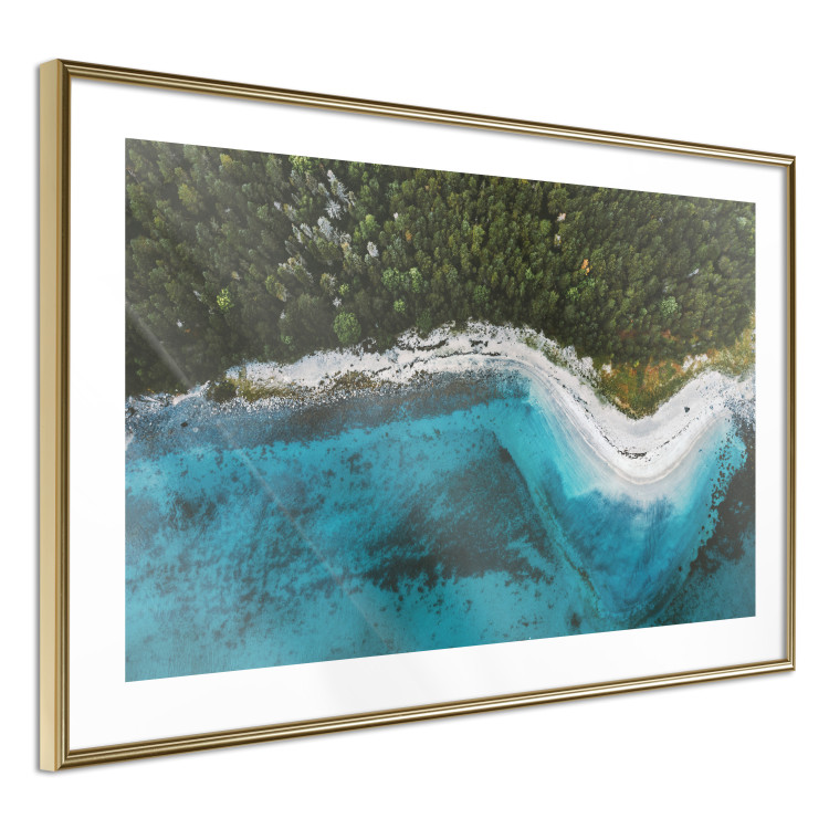 Wall Poster Sandy Shore of Norway - landscape of blue sea and beach next to a forest 138775 additionalImage 2