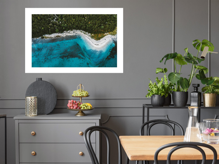 Wall Poster Sandy Shore of Norway - landscape of blue sea and beach next to a forest 138775 additionalImage 16