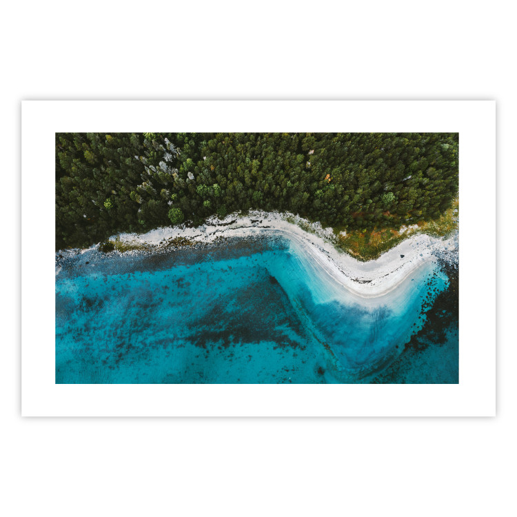 Wall Poster Sandy Shore of Norway - landscape of blue sea and beach next to a forest 138775 additionalImage 12