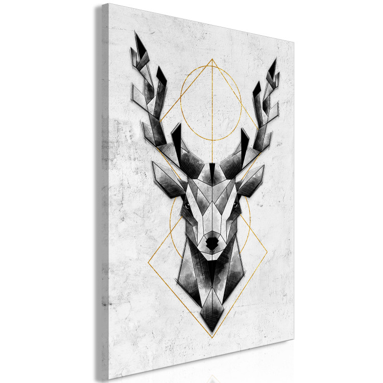 Canvas Gray Deer (1-piece) Vertical - geometric abstraction and animal 143675 additionalImage 2