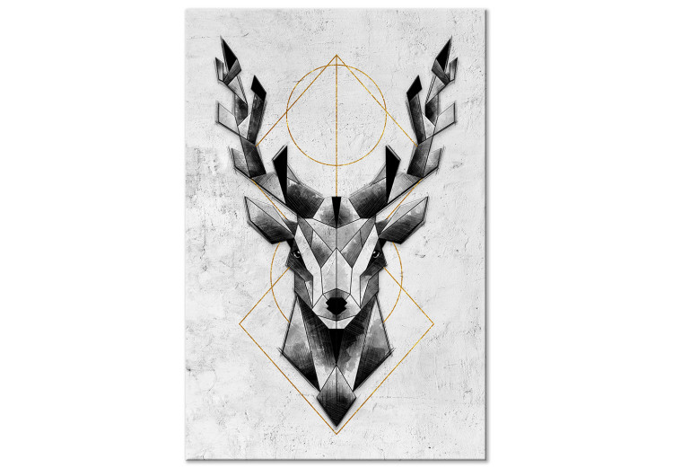 Canvas Gray Deer (1-piece) Vertical - geometric abstraction and animal 143675