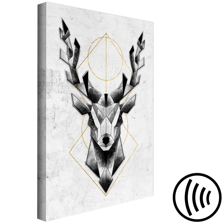 Canvas Gray Deer (1-piece) Vertical - geometric abstraction and animal 143675 additionalImage 6