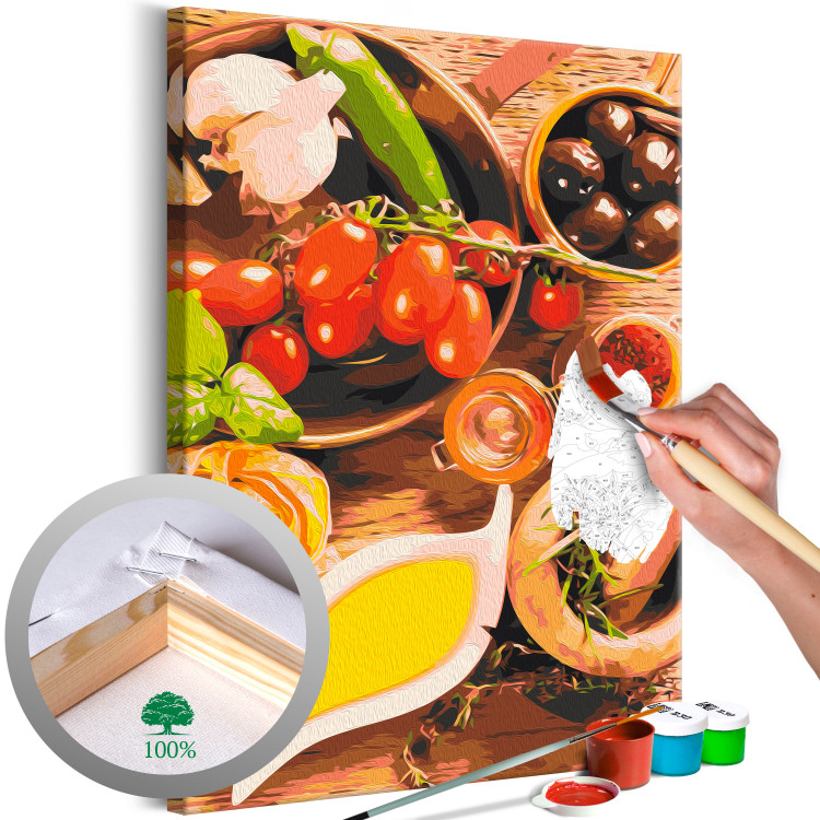 Paint by number Italian Flavors - Vegetables and Spices on a Wooden Kitchen Counter 148875