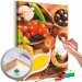 Paint by number Italian Flavors - Vegetables and Spices on a Wooden Kitchen Counter 148875
