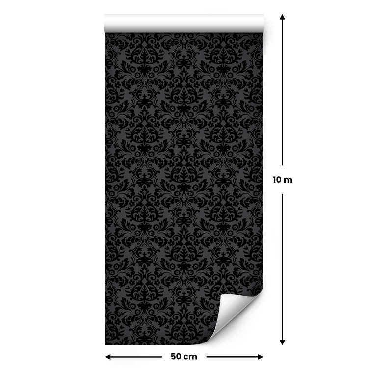 Wallpaper Strong Pattern - Shapes With a Floral Motif on a Black Background 149875 additionalImage 7