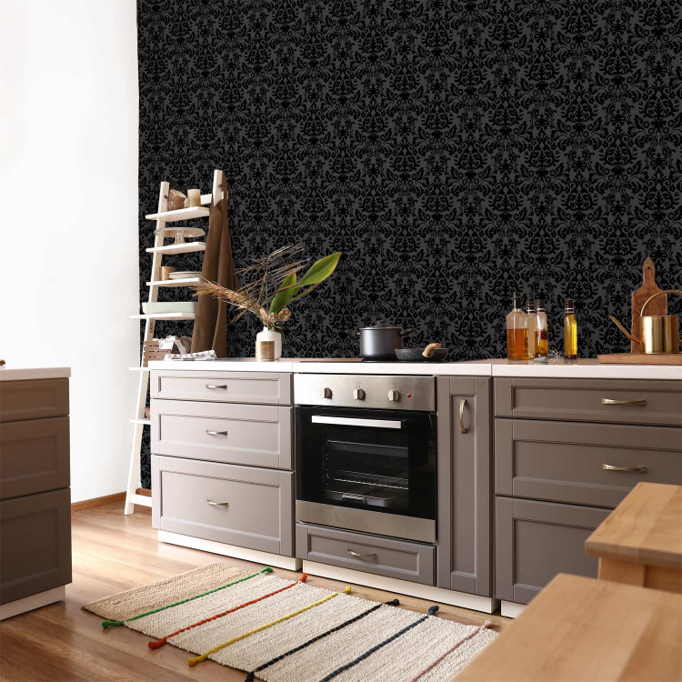 Wallpaper Strong Pattern - Shapes With a Floral Motif on a Black Background 149875 additionalImage 9