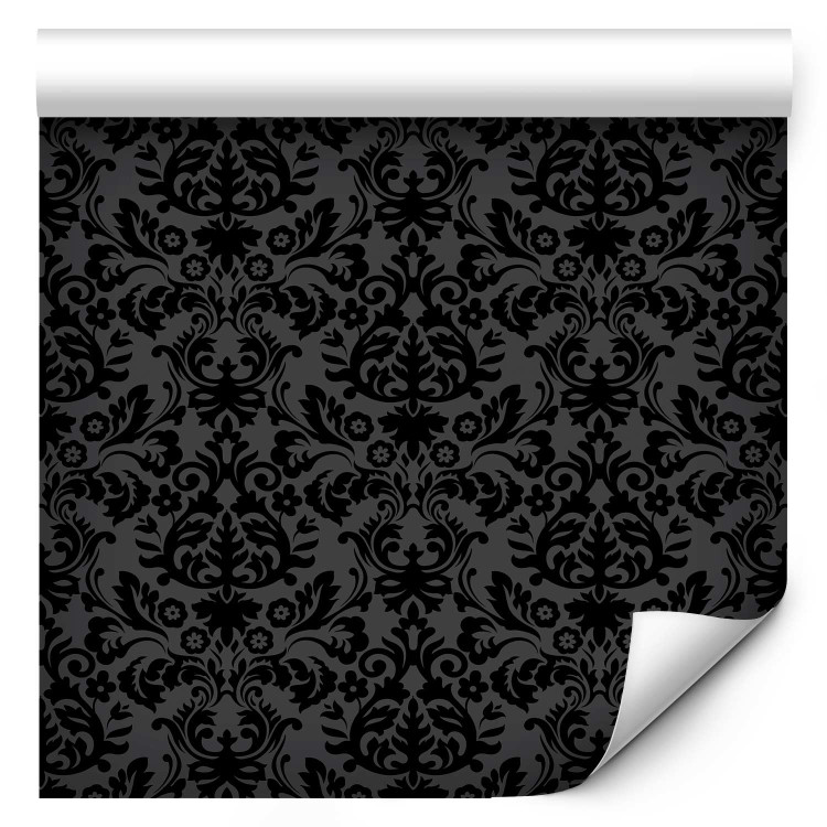 Wallpaper Strong Pattern - Shapes With a Floral Motif on a Black Background 149875 additionalImage 1