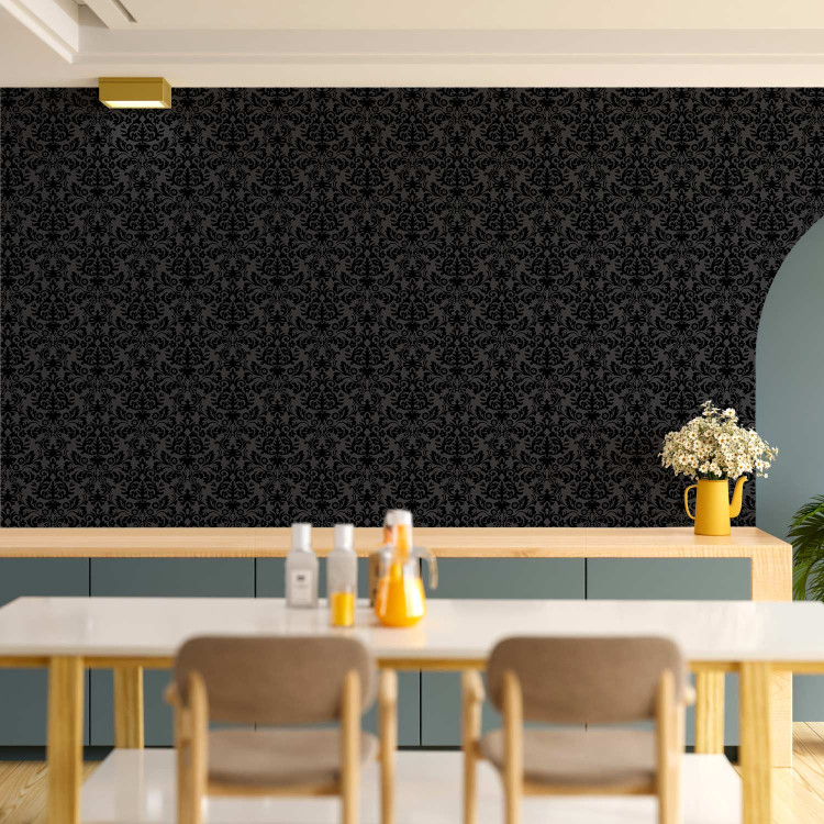 Wallpaper Strong Pattern - Shapes With a Floral Motif on a Black Background 149875 additionalImage 8
