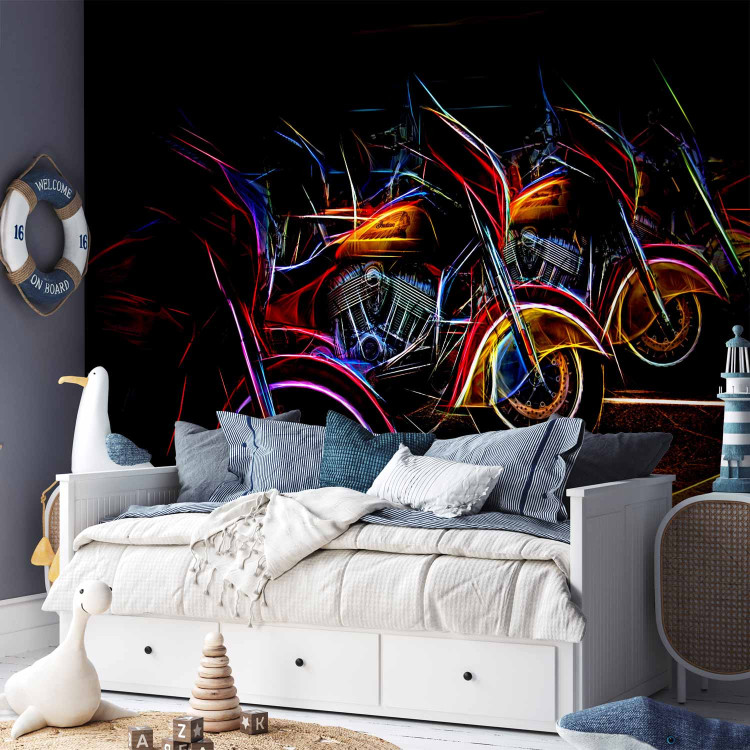 Wall Mural Neon Motorcycles - Race, Starting Position, Colorful Design 150575 additionalImage 2