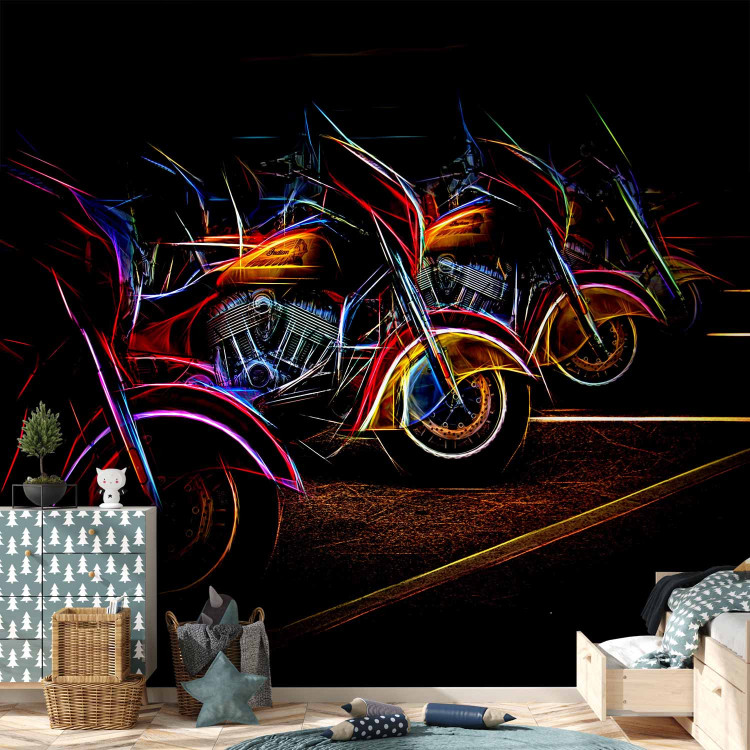 Wall Mural Neon Motorcycles - Race, Starting Position, Colorful Design 150575 additionalImage 8
