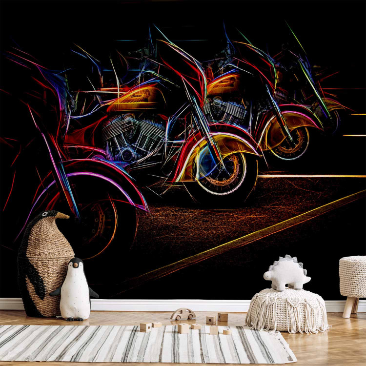 Wall Mural Neon Motorcycles - Race, Starting Position, Colorful Design 150575 additionalImage 4
