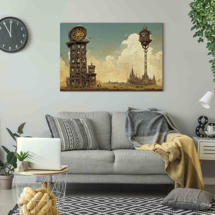 Canvas Print Vintage Clocks in the Desert - Surreal Brown Composition 151075 additionalImage 11