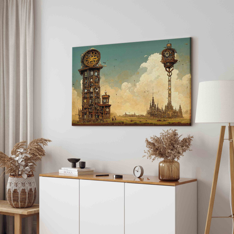 Canvas Print Vintage Clocks in the Desert - Surreal Brown Composition 151075 additionalImage 10