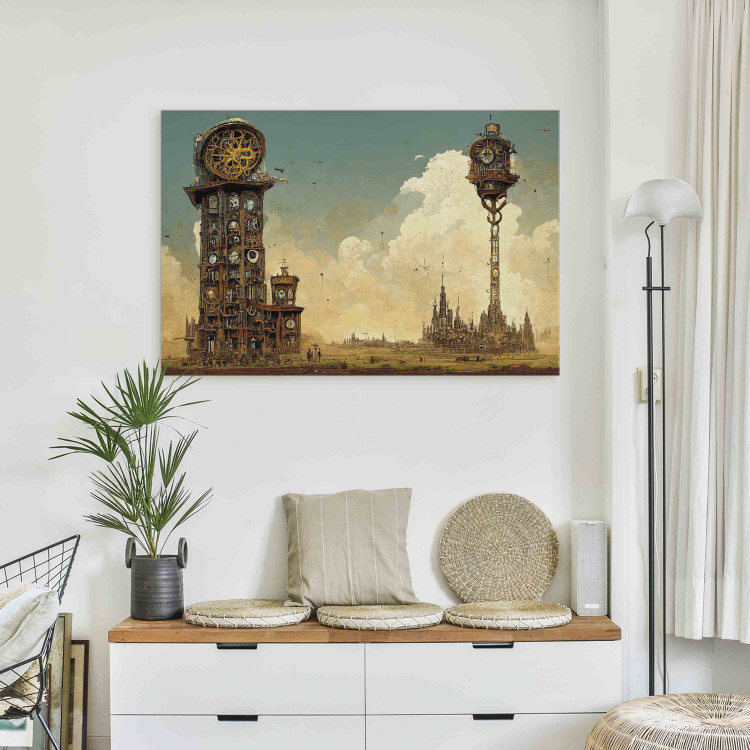 Canvas Print Vintage Clocks in the Desert - Surreal Brown Composition 151075 additionalImage 3