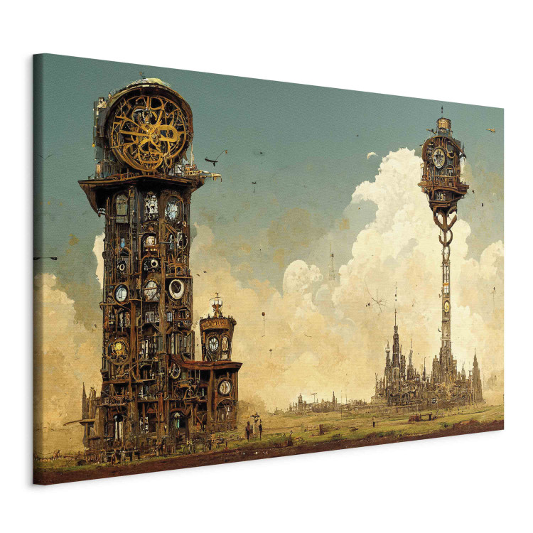 Canvas Print Vintage Clocks in the Desert - Surreal Brown Composition 151075 additionalImage 2
