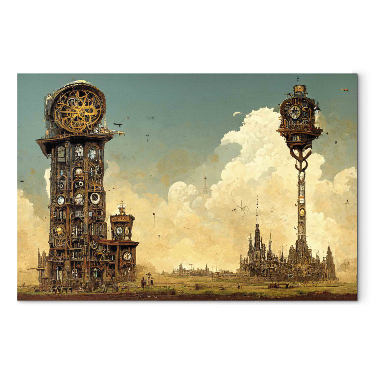 Canvas Print Vintage Clocks in the Desert - Surreal Brown Composition 151075 additionalImage 7
