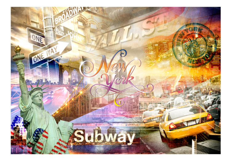 Photo Wallpaper Colours of New York - colourful urban collage in the style of New York City 59775 additionalImage 1