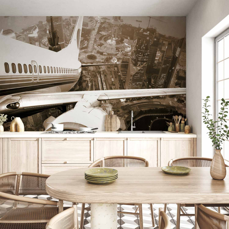 Wall Mural Airplane taking off from the city 60275 additionalImage 6