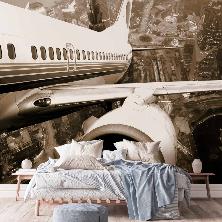 Wall Mural Airplane taking off from the city 60275 additionalImage 2