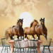 Wall Mural Gallop of Stallions - Brown horses against a sunset background with clouds 61275 additionalThumb 6