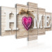 Canvas Print Heart in Home (5-part) - Text on Wooden Background in Retro Style 94875 additionalThumb 2