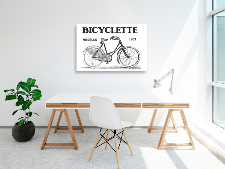 Canvas Art Print Old school vehicle - bicycle graphics in vintage line art style 115085 additionalImage 3